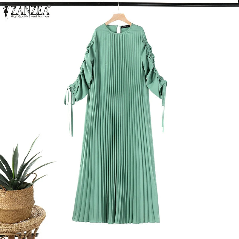 Muslim Hijab Dresses Abaya ZANZEA Spring Maxi Sundress Women Fashion Long Sleeve
