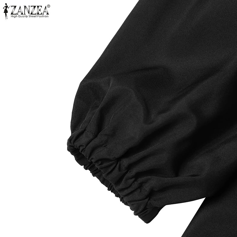 FZANZEA ashion Women Long Sleeve Muslim Maxi Long Dress Autumn Dubai Turkey Abaya Hijab Sundress Islamic Clothing