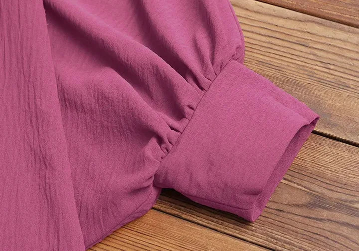 2026 Women's Muslim Blouses Elegant Solid Loose Casual O-neck Lantern Sleeve Pullover Tunic Tops Ramadan Abayas Blusas Mujer New