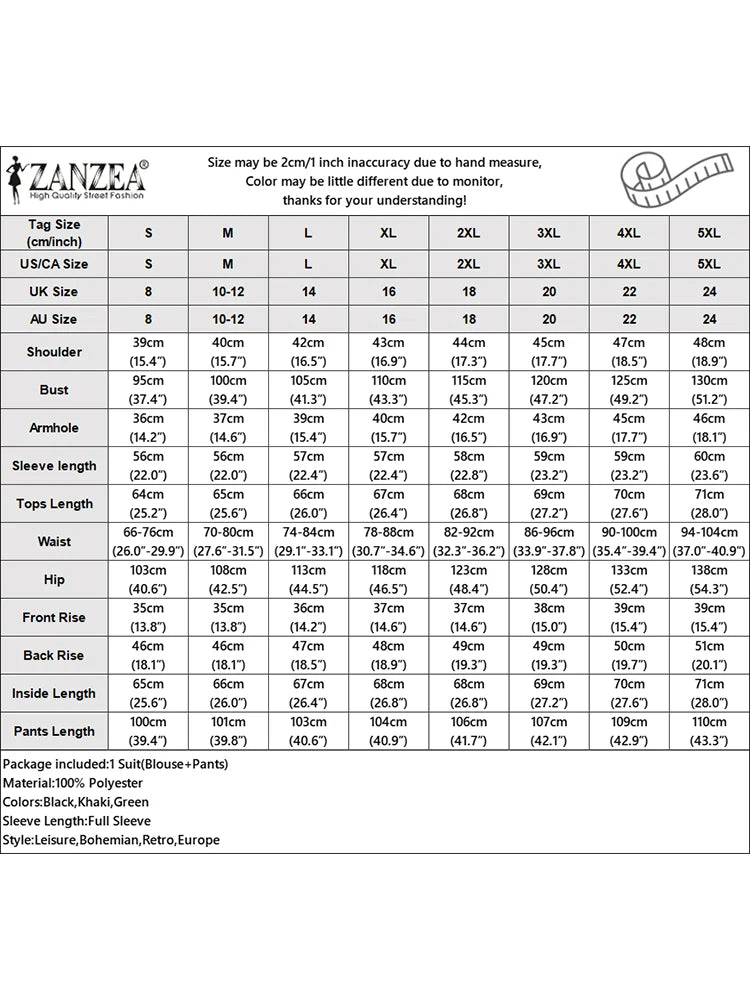 2026 Fashion Autumn Outfit Women 2 Piece Sets ZANZEA Casual V Neck Long Sleeve Tops Pant Suit