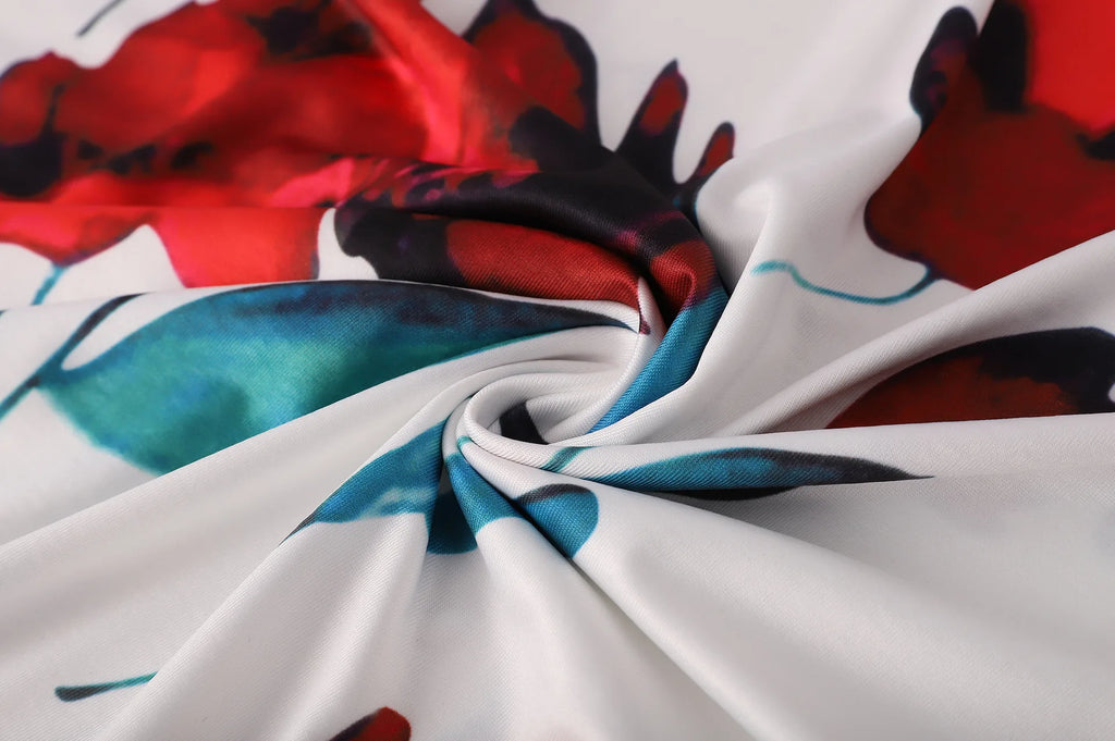 Autumn hot selling European and American flower color matching dresses, long dresses,