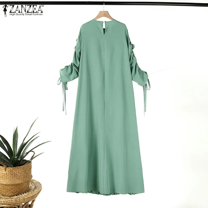 Muslim Hijab Dresses Abaya ZANZEA Spring Maxi Sundress Women Fashion Long Sleeve