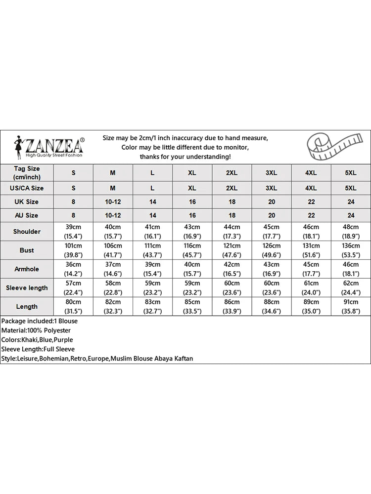 2026 ZANZEA Autumn Shirt Fashion Women O Neck Long Sleeve Tops Muslim Hijab Blouse Elegant Abaya Turkey Kaftan Isamic Clothing