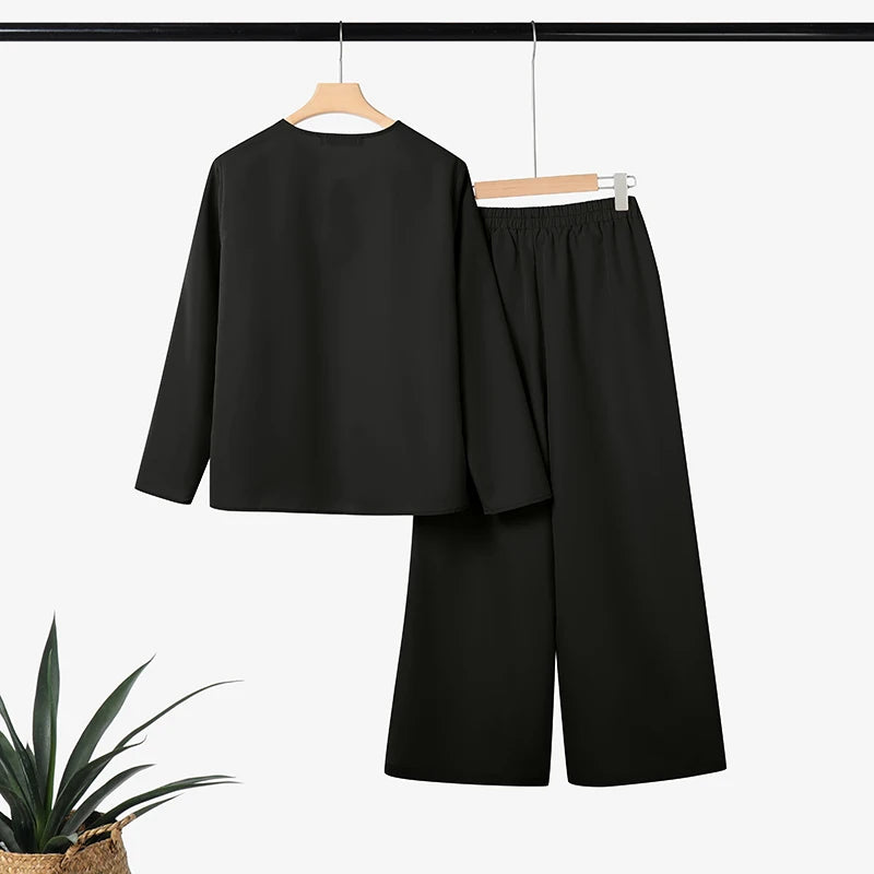 2026 Fashion Autumn Outfit Women 2 Piece Sets ZANZEA Casual V Neck Long Sleeve Tops Pant Suit