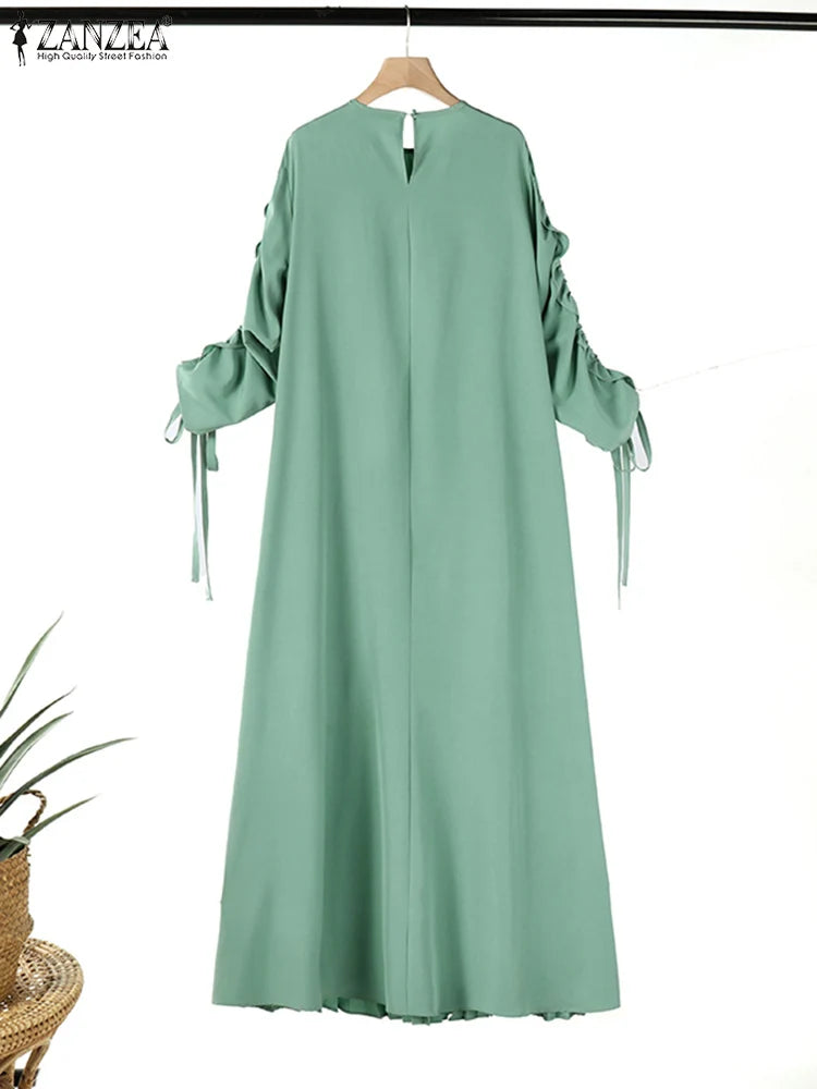 Muslim Hijab Dresses Abaya ZANZEA Spring Maxi Sundress Women Fashion Long Sleeve