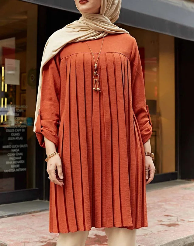 New 2026 Muslim Women's Blouse Shirt Adjustable Sleeve Women Fashion Top Islamism Blouses for Muslim Women Solid Oversized 5XL