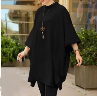 2026 Women's Muslim Blouses Elegant Solid Loose Casual O-neck Lantern Sleeve Pullover Tunic Tops Ramadan Abayas Blusas Mujer New