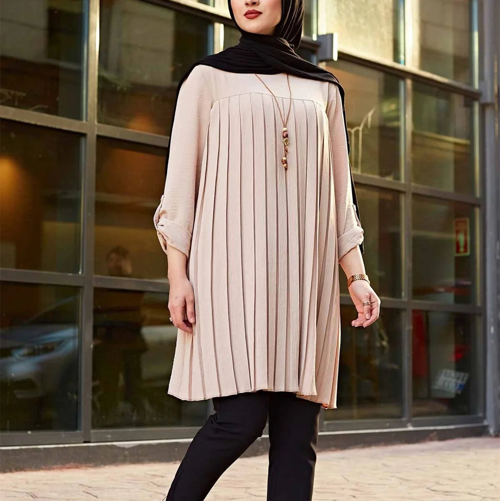 New 2026 Muslim Women's Blouse Shirt Adjustable Sleeve Women Fashion Top Islamism Blouses for Muslim Women Solid Oversized 5XL