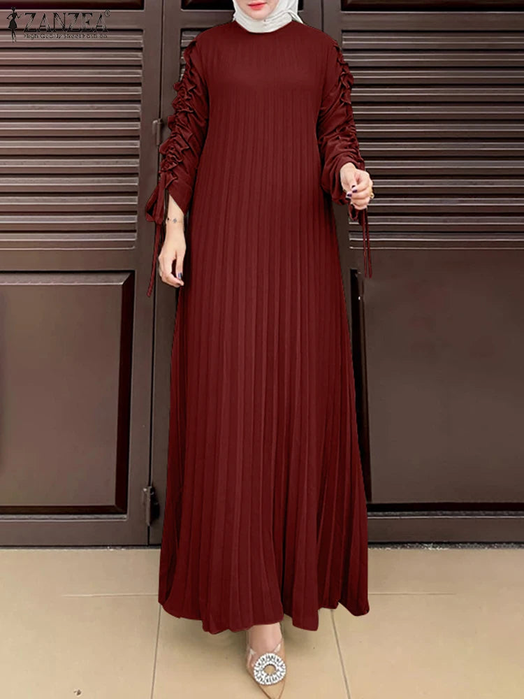 Muslim Hijab Dresses Abaya ZANZEA Spring Maxi Sundress Women Fashion Long Sleeve