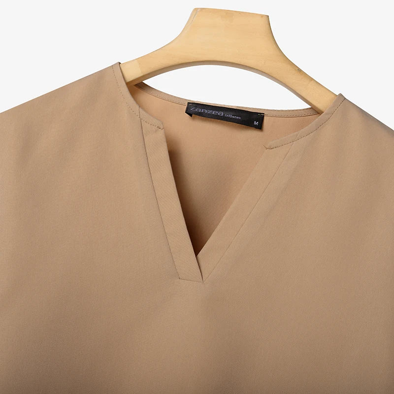 2026 Fashion Autumn Outfit Women 2 Piece Sets ZANZEA Casual V Neck Long Sleeve Tops Pant Suit